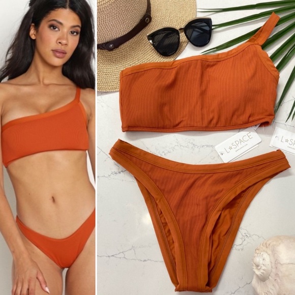 l*space Other - L*SPACE Set - Ribbed Amber Asymmetric Axel Bikini Top & Foley Bitsy Bottoms -M/S